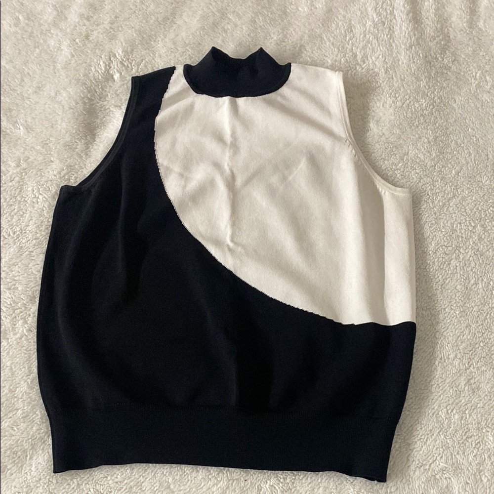 Worthington Black and White Asymmetrical Tank Top